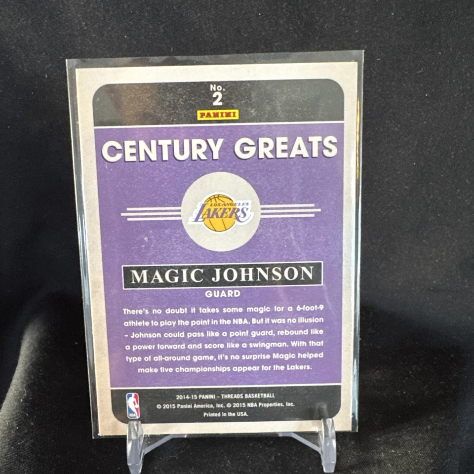 2014-15 Panini Threads Century Greats #2 Magic Johnson  LAKERS - Image 2 of 2
