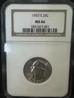 1953-S 25C Silver Washington Quarter - NGC MS66
