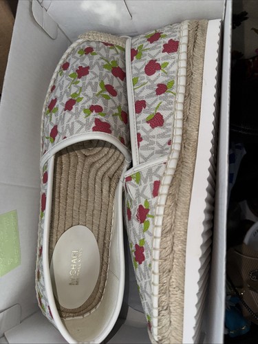 Michael Kors Lenny Espadrille Loafer Womens 10M Flower MK Logo Casual Coastal - Picture 1 of 2