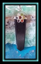 BLACK TOURMALINE PENDANT, SILVER CHAKRA PENDANT With BLACK TOURMALINE CHAIN