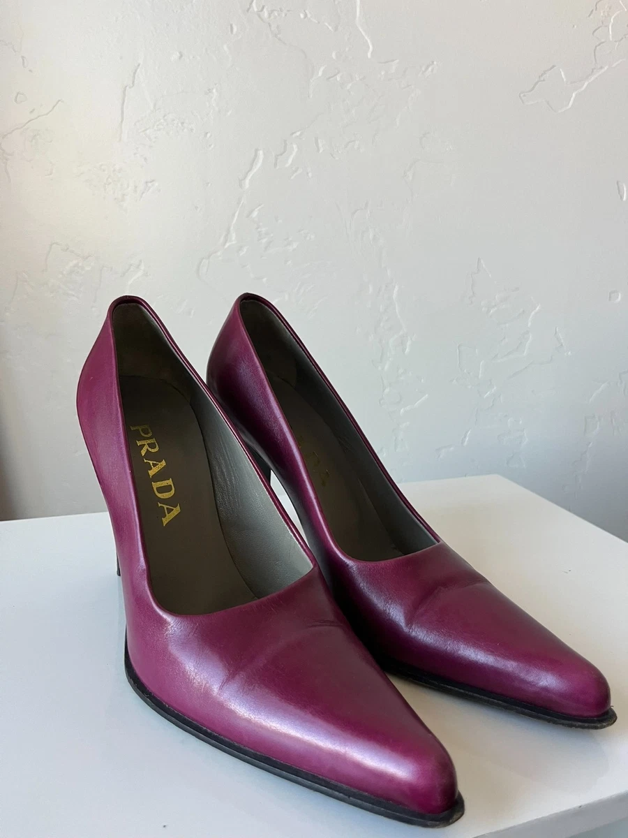 極美品　プラダ ヒール　パンプス　スクエアトゥ　ベルベット　紫　パープル PRADA Purple Heels for Women for sale - eBay