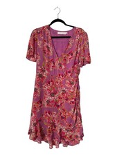 ASTR the Label Elizabeth Dress Size L Pink Floral Mini Surplice Faux Wrap Party