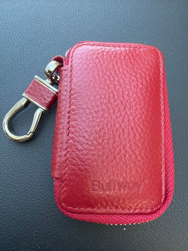 Buffway Car Key case,Genuine Leather Car Smart Key Chain Keychain Holder Metal H