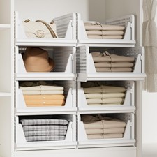 Stackable Closet Storage Bins 5 Pack Closet Organizers and Storage Open Front