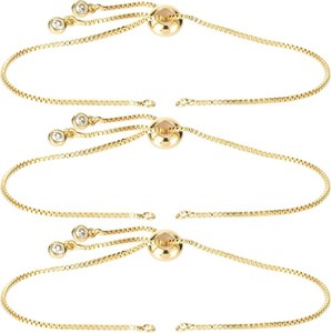 Authentic 3pcs Adjustable Slider Bracelet Jewelry Making 18K Gold Plated Charm Bracelet
