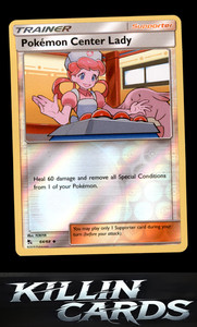 Reverse Holofoil Pokemon Center Lady 64/68 Pokemon Uncommon Hidden Fates Card NM