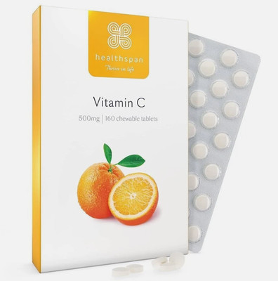 Healthspan Vitamin C 500mg (160 Kautabletten) Immununterstützung Vegan freundlich