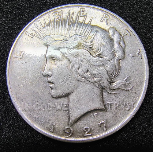 1927-D Silver Peace Dollar - Denver Mint - VF+ Details - Cleaned - Light Toning