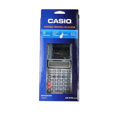Casio HR-8TM PLUS Portable Printing Calculator Blue Desktop Battery Power Cord