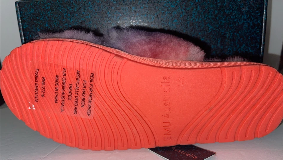 NUEVO EN CAJA EMU Australia Mayberry Tie Dye Piel de Oveja Lana Zapatillas Rosa Púrpura Para Mujer Foto 4 de 4