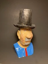 Folk Art Hand Carved Mayor Figure Small Town America Americana USA