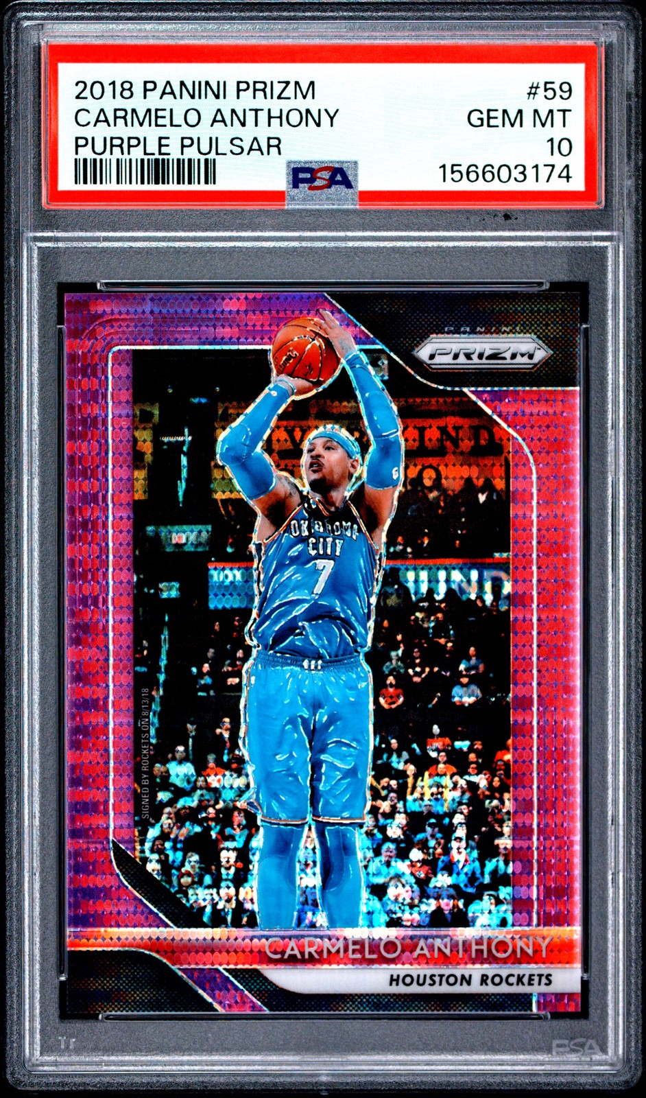 2018 PANINI PRIZM PURPLE PULSAR #59 CARMELO ANTHONY 27/35 PSA 10