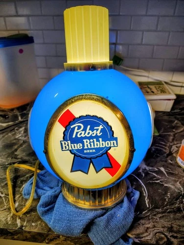 Vtg Pabst Blue Ribbon Beer Wall Mny Globe Light Bar Sign Sconce New Cord/Fixture
