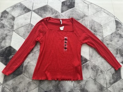 Rotes Langarm Shirt Größe L Pageone