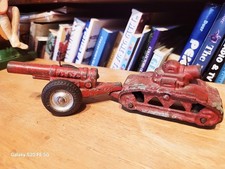 VINTAGE ANTIQUE 1930'S RCADE CAST IRON SPRING LOADED TANK AND CANNON