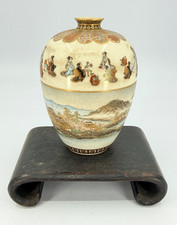 Antique Japanese Satsuma Ware Meiji Period Miniature Vase Signed Yabu Meizan