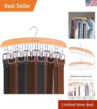 Belt Hanger Organizer for Closet: 12 Hooks Max 36 Belts Tie Rack Wooden Belt ...