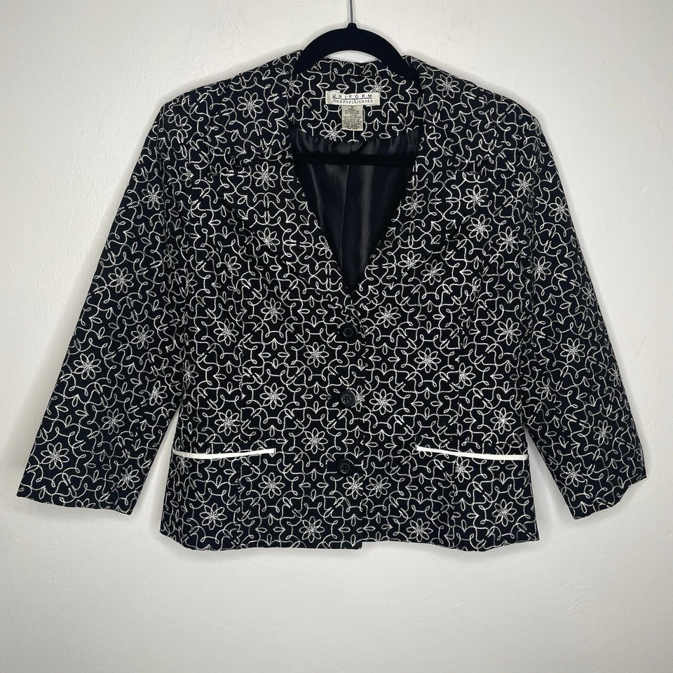 Uniform by John Paul Richard Cotton/Poly Embroidered Whimsey Goth Blazer SZ 10 - Image 2 of 4