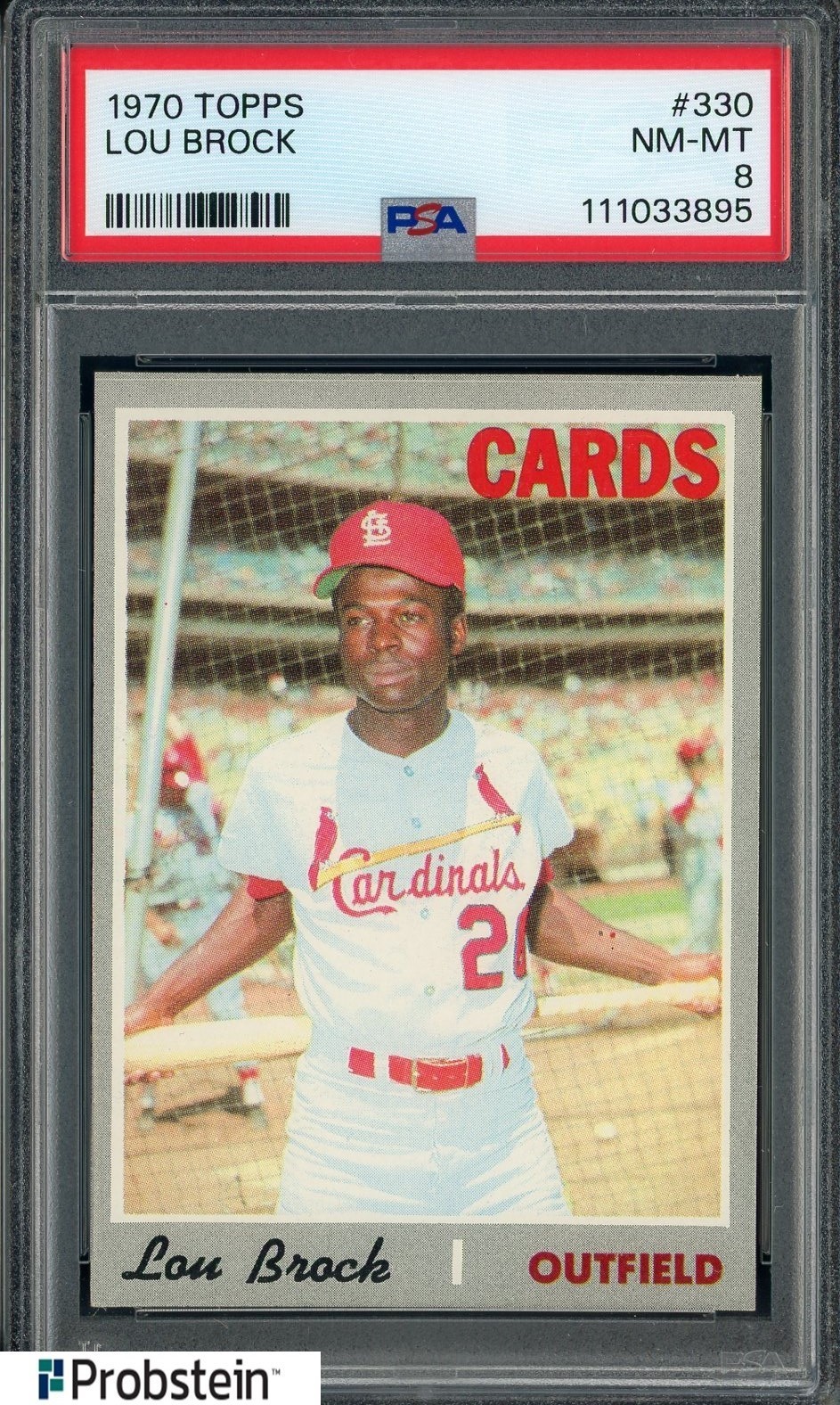 1970 Topps #330 Lou Brock St Louis Cardinals HOF PSA 8 NM-MT