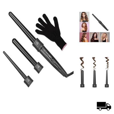 Lockenstab 3 in 1 Keramik Turmalin Wellen Set 3 Aufsätze