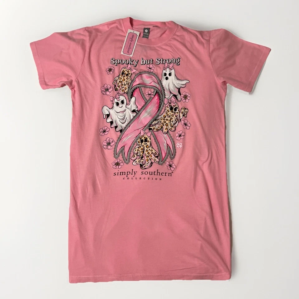Camiseta Simply Southern nueva con etiquetas para mujer con cáncer de mama, espeluznante pero fuerte, talla M�� Foto 3 de 4