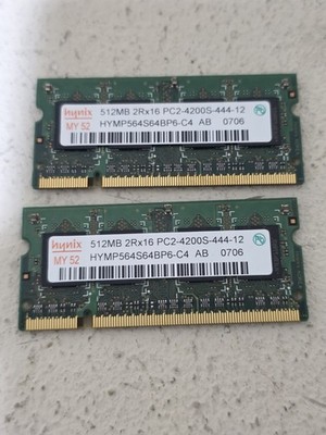 Hynix 1GB Kit / 2x512MB 2Rx16  PC2-4200S-444-12 Laptop Ram Memory