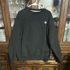 Champion Men's XL Black Eco Authentic Pullover Sweater Fleece Crew Neck