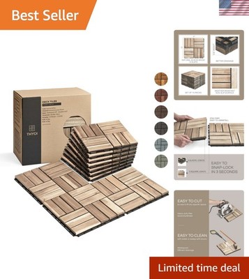 10 Pcs  Deck Tiles, Patio Flooring - Outdoor Waterproof Acacia Wood Tiles for...