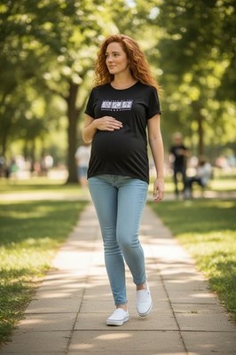 Maternity T-Shirt 100% Cotton Year Of The Baby Size M Black
