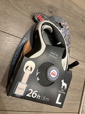 NEW Flexi Comfort Retractable Dog Leash 26 Ft white and black