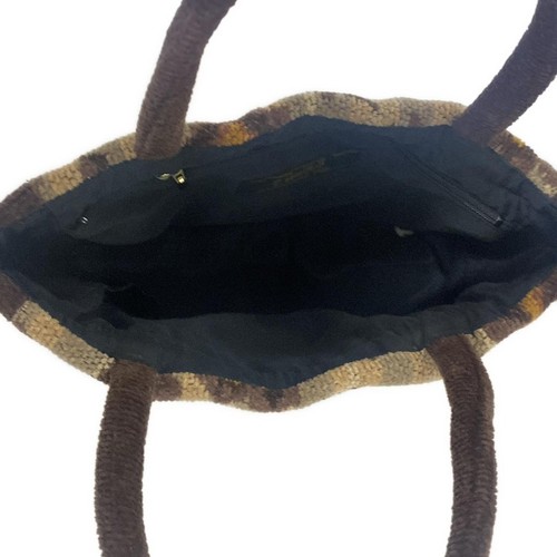 Auth FEILER - Dark Brown Beige Light Brown Pile Handbag - Picture 7 of 9