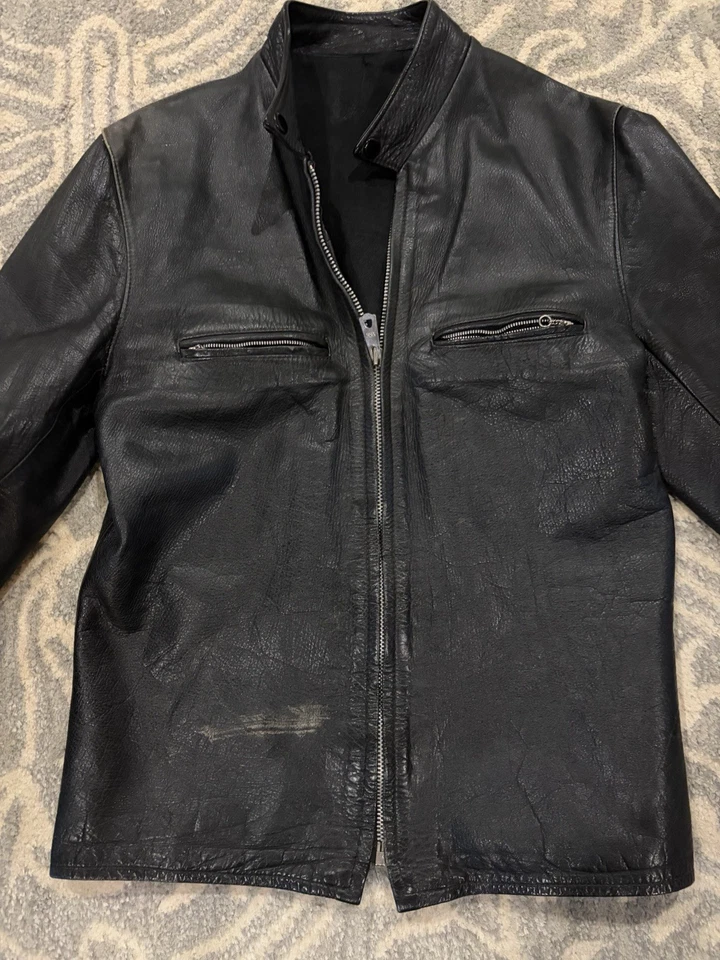 Vintage Café Racer Jacket Leather Black Brooks? - Image 2 of 4