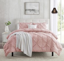 Peach Beige Duvet Cover Queen Size - Pintuck Queen Duvet Cover Set, 3 Piece
