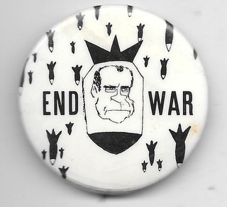 Anti Vietnam War End War Richard Nixon and Bombs Political Pin