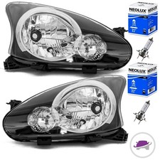 Toyota Aygo Scheinwerfer Rechts Links 05-14 H4 Klarglas Set Schwarz+2x H4 Birnen