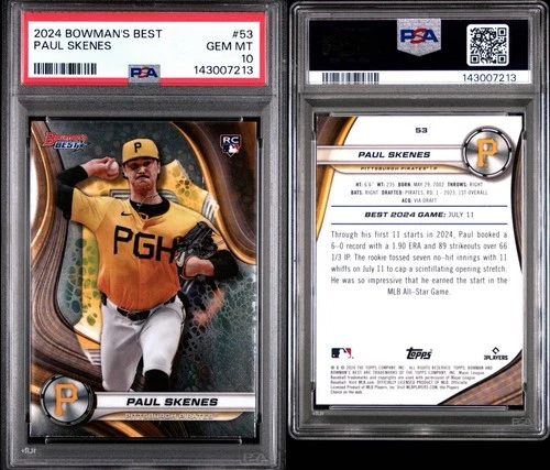 Paul Skenes 2024 Bowman's Best #53 PSA 10!!!