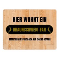 Hier Wohnt Ein Braunschweig-Fan Metallschild XXL In 28X38 Cm Mit