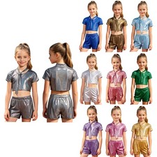 Girls Outfits Hip Hop Costume Carnival Dancewear Kid Shorts Modern 2-piece Set