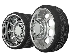 1:25-1:24 Scale Resin 24" Milled Slot Dually Tires With Brakes