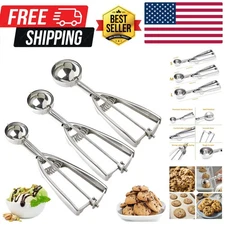 Ice Cream Scoop, 3Pcs Cookie Scoop Set, 18/8 Stainless Steel Cookie Dough Sco...