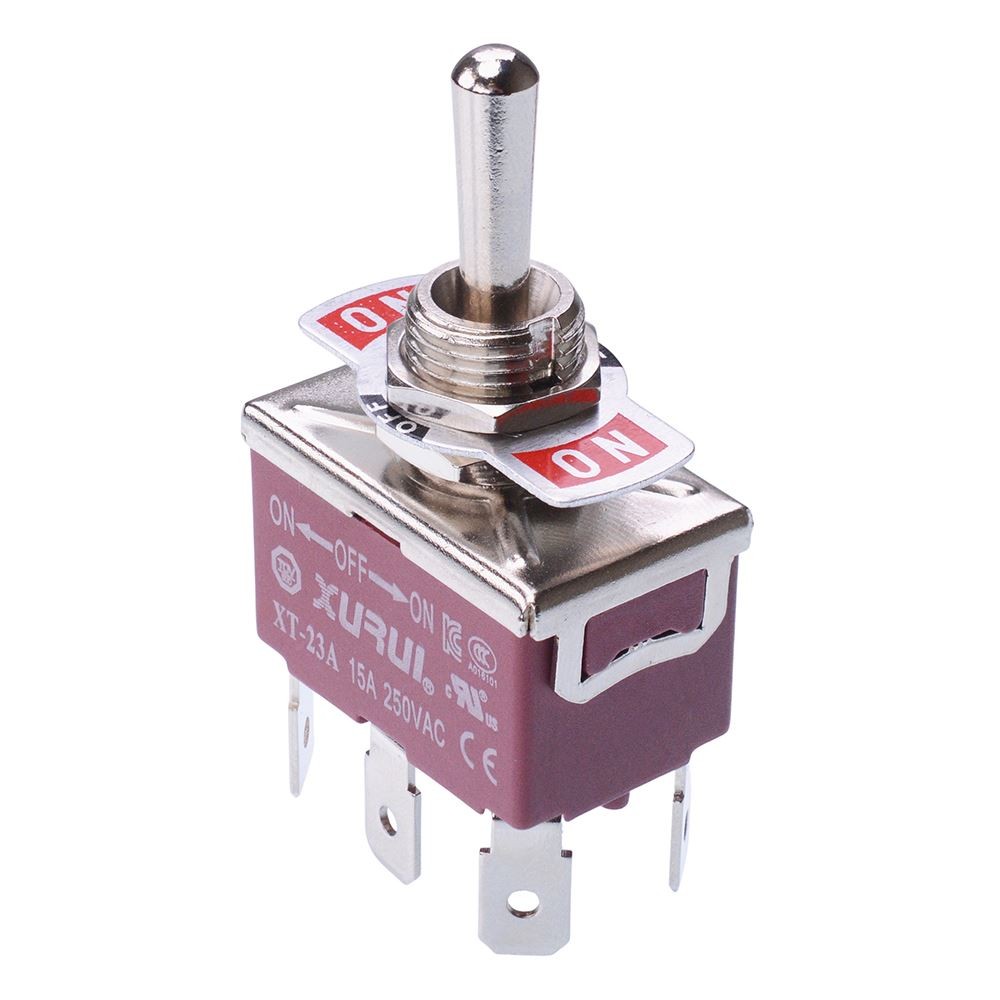 (On)-Off-(On) Momentary DPDT Toggle Switch 250V AC 15A