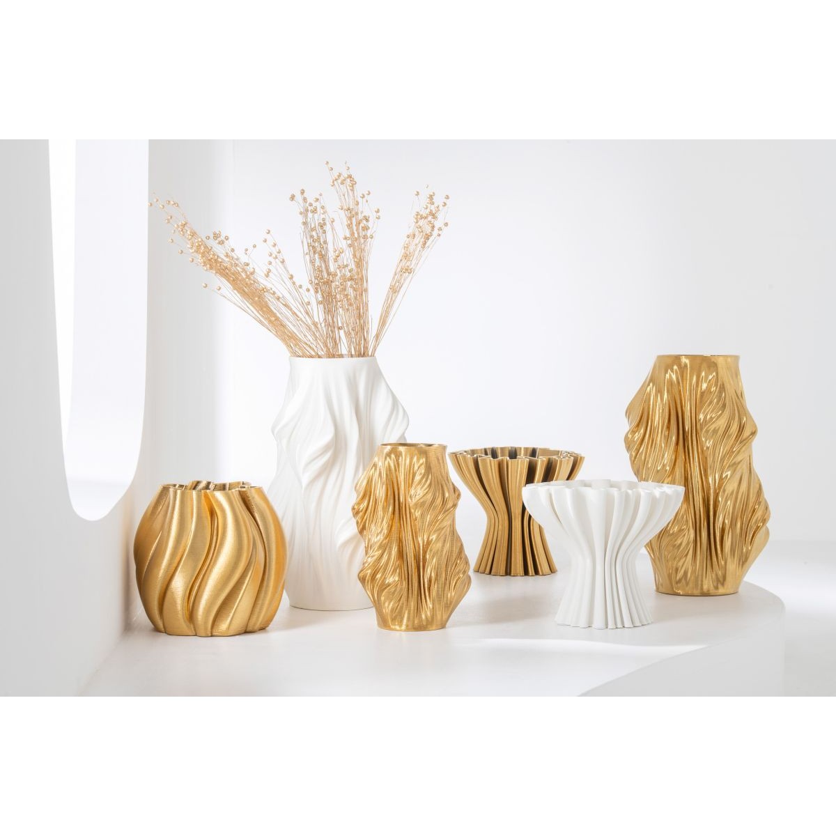 Vase en porcelaine dore 28cm Impression 3D pour decoration de table - 4