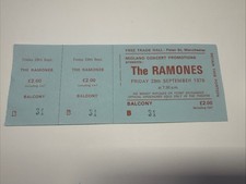 The Ramones concert ticket gig Manchester 1978 blue balcony unused