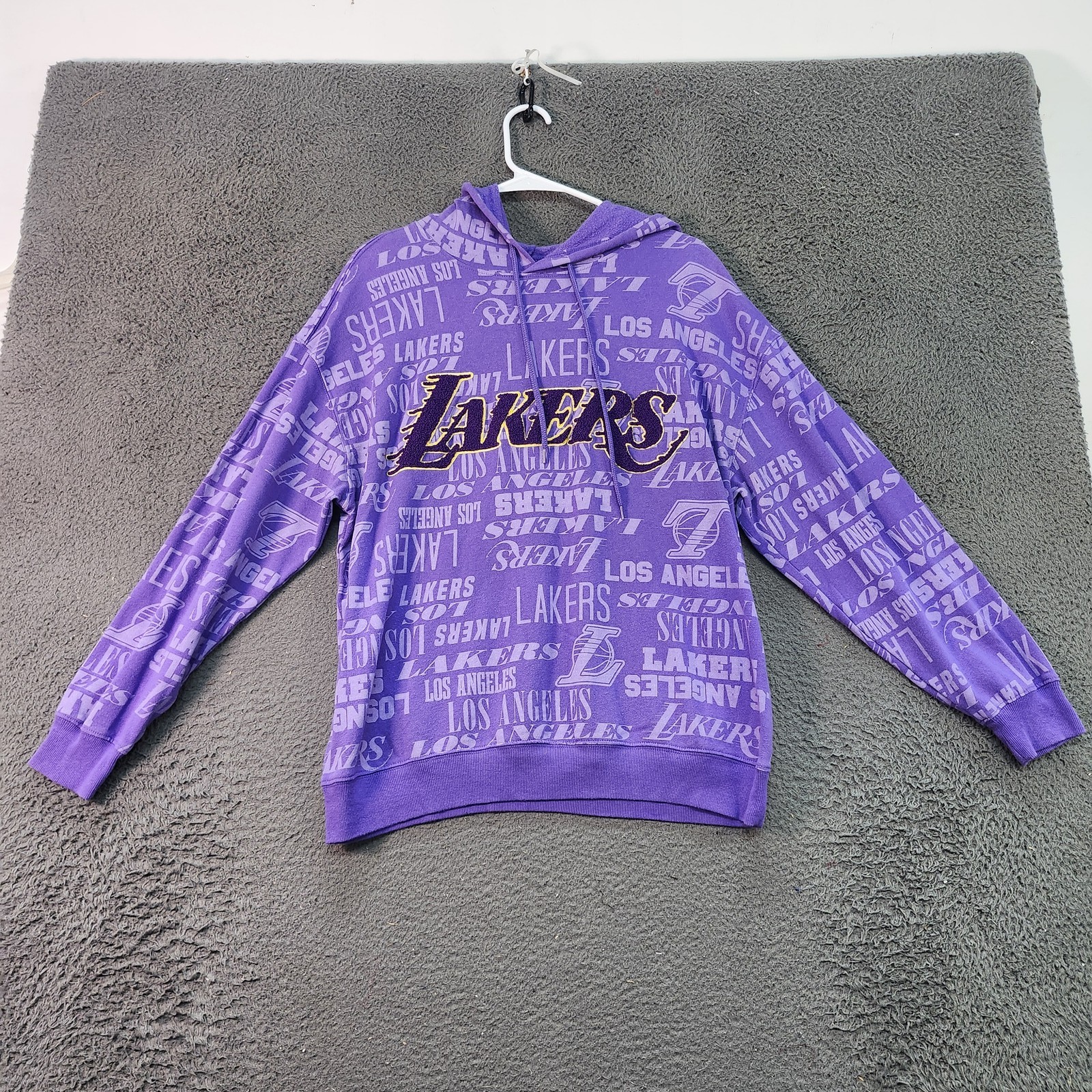 Los Angeles Lakers Hoodie Mens Large Purple NBA Basketball All Over Print