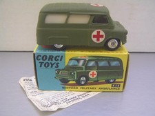 Corgi Toys 414 Bedford Military Ambulance with rare concave hubs MIB Superb