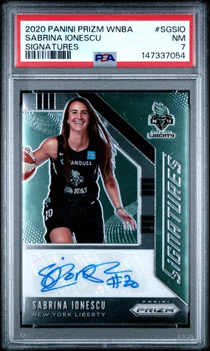 2020 PANINI PRIZM WNBA SIGNATURES #SGSIO SABRINA IONESCU PSA 7 AUTO