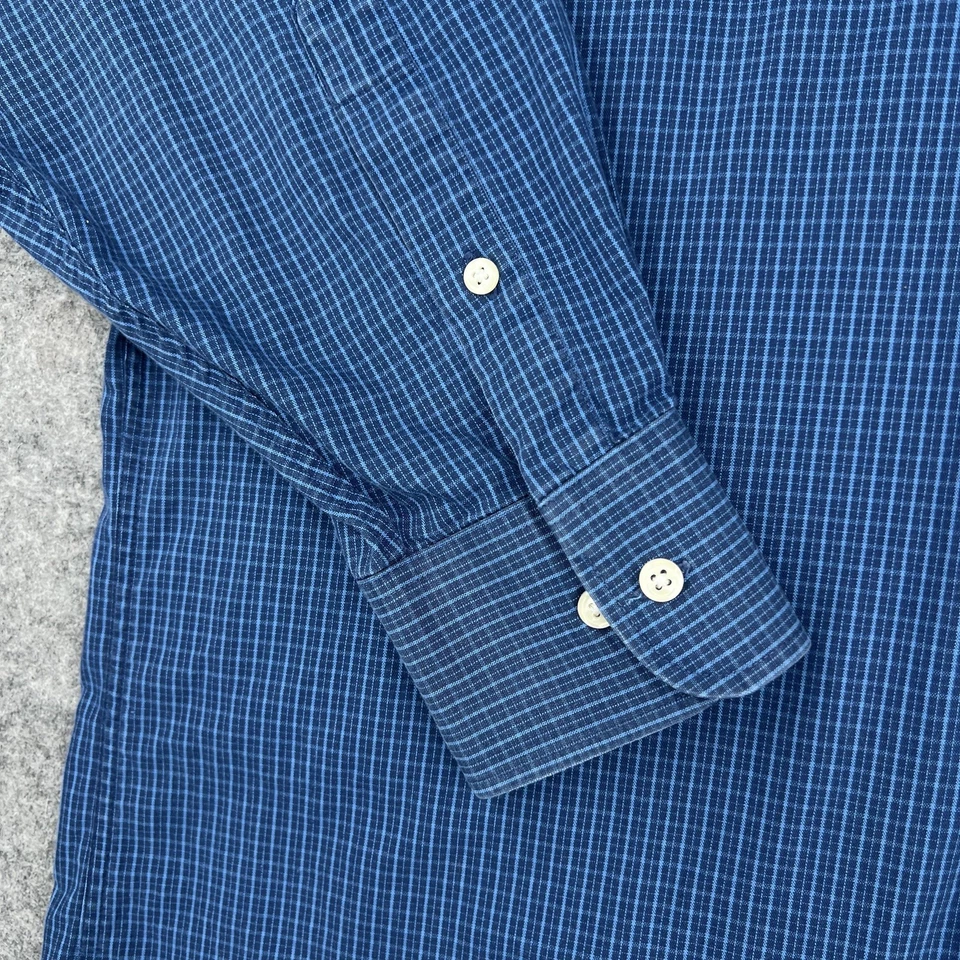 IZOD Button Down Shirt Mens Large Blue Check Plaid 2-Ply Pinpoint Long Sleeve - Image 4 of 4