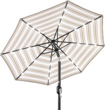 10ft Solar Polyester LED Lighted Patio Umbrella w/Tilt Adjustment and UV-Resista
