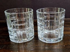 Crystal Silversmith Cross Plaid Double Old Fashion Rocks Glasses (Set Of 2) New