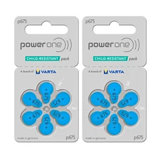 Power One PR44 Size 675 MF 0%Hg Zinc Air Hearing Aid Batteries (12 Pack)